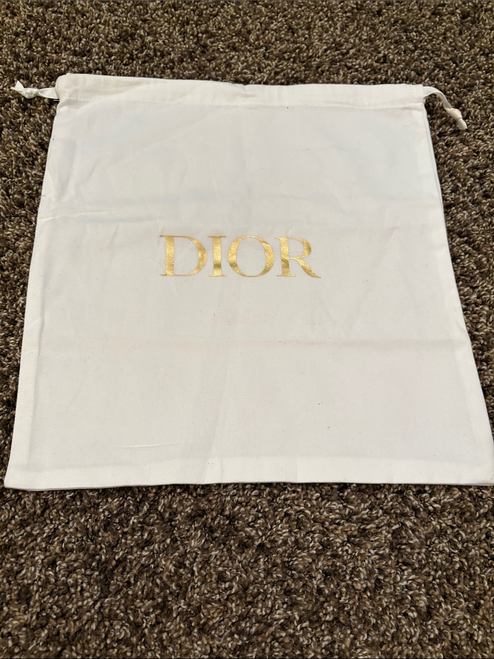 Dior White Drawstring Dust Bag with Gold Logo